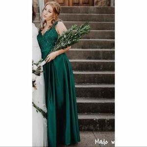 Emerald Green Sequined Floor Length Dress Size 6